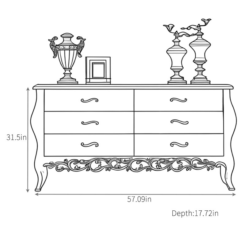 Buffet Modern, H 31,5 po x l 57,09 po x P 17,72 po, Blanc