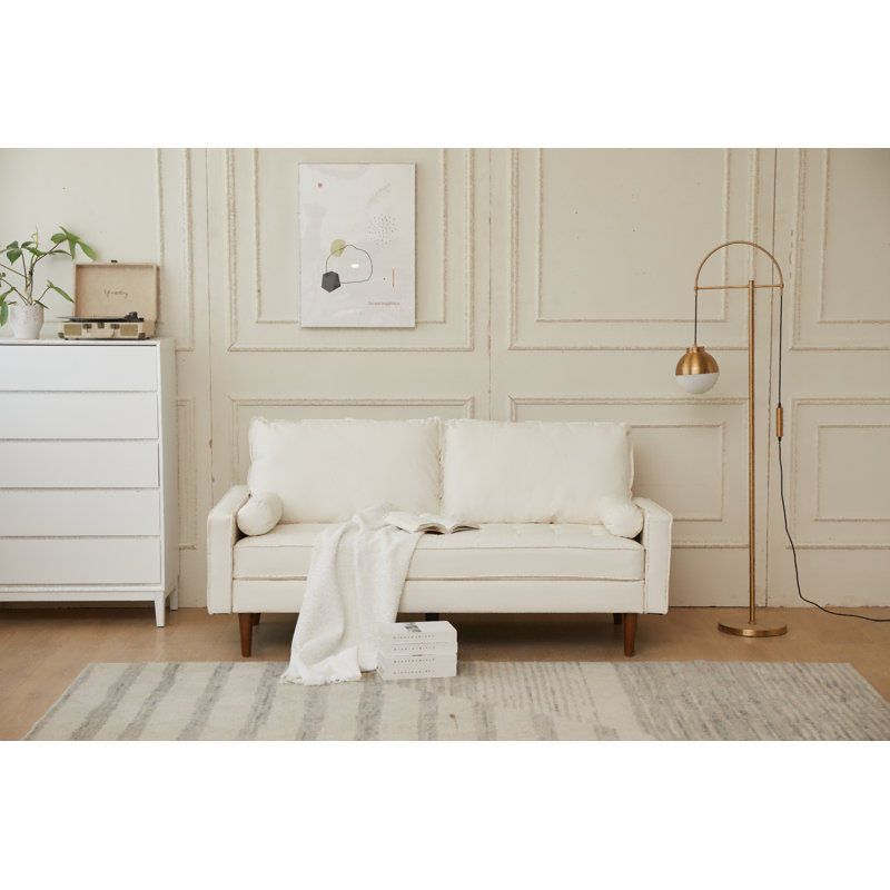 Amella 69.68'' Faux Leather Loveseat, White