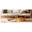 Table basse gigogne ronde avec plateau en marbre blanc, rangement à 2 niveaux et 1 tiroir, naturel, 28,5 po