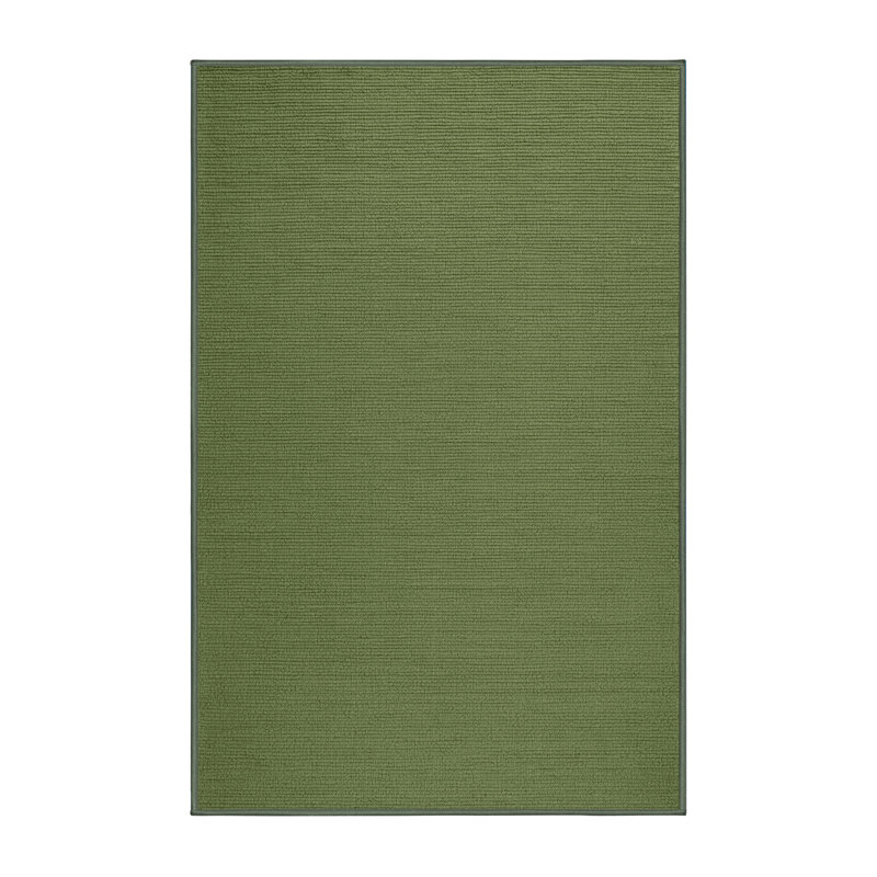 Machine Washable Solid Green Area Rug, Rectangle 7' x 10'
