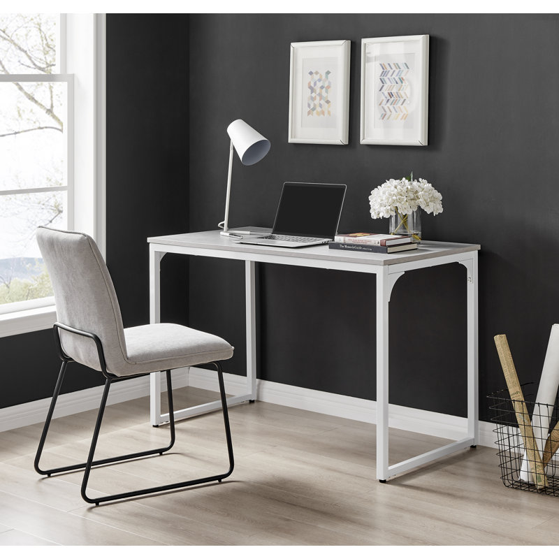 Kynlyn Rectangle Computer Desk, Grey Melamine/White, 75cm H x 120cm W x 60cm D