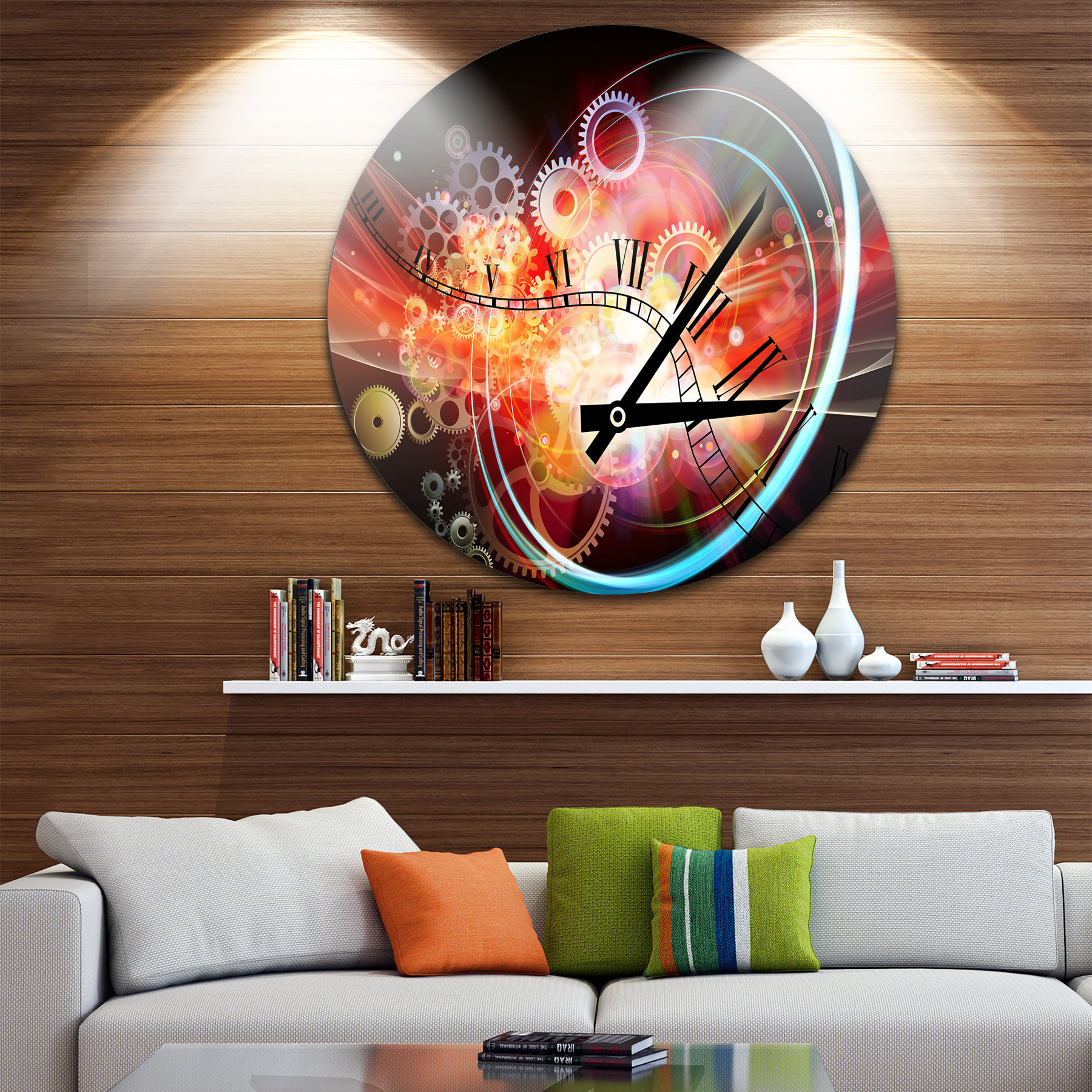 Interesting Clock' Disc Contemporary Circle Metal Wall Art Multi-Color 23x23 - Disc of 23, image size:1800x1800