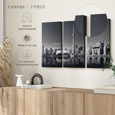 «Toronto Skyline monochrome», 3 pièces