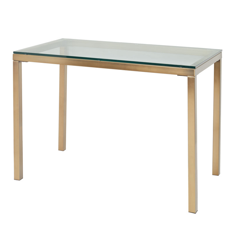 Sawin Glass Top Metal Base Writing Desk
