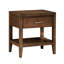 Table de chevet en bois brun avec glissières à roulement et tablette inférieure ouverte pour chambre à coucher de style transitionnel