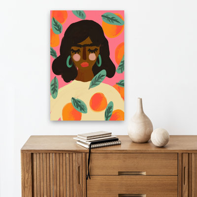 Peachy Dreams, une affiche murale contemporaine audacieuse et colorée représentant un paysage de fruits