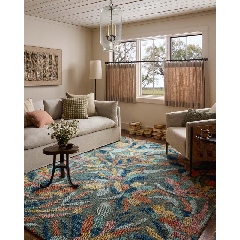 Loloi Tilly Green / Multi Area Rug, Square 1'6"
