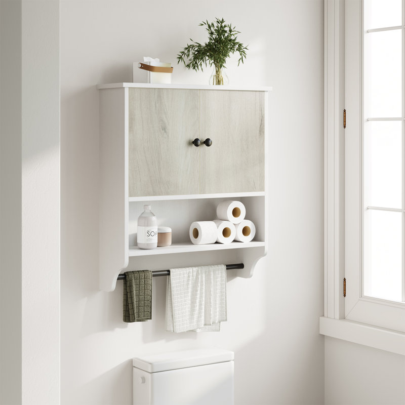 MDF Wall Bathroom Cabinet, Matte Black/Gray