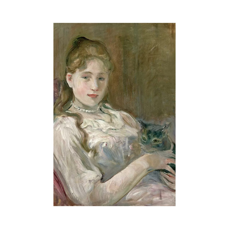 Young Girl With A Cat, 1892 1 Piece Wrapped Canvas Painting, 101.6 cm H x 66.04 cm W x 3.175 cm D