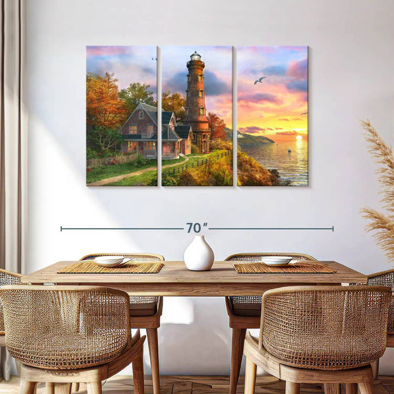 Lilie Seaside Sunset Lighthouse, 36" H x 57" W
