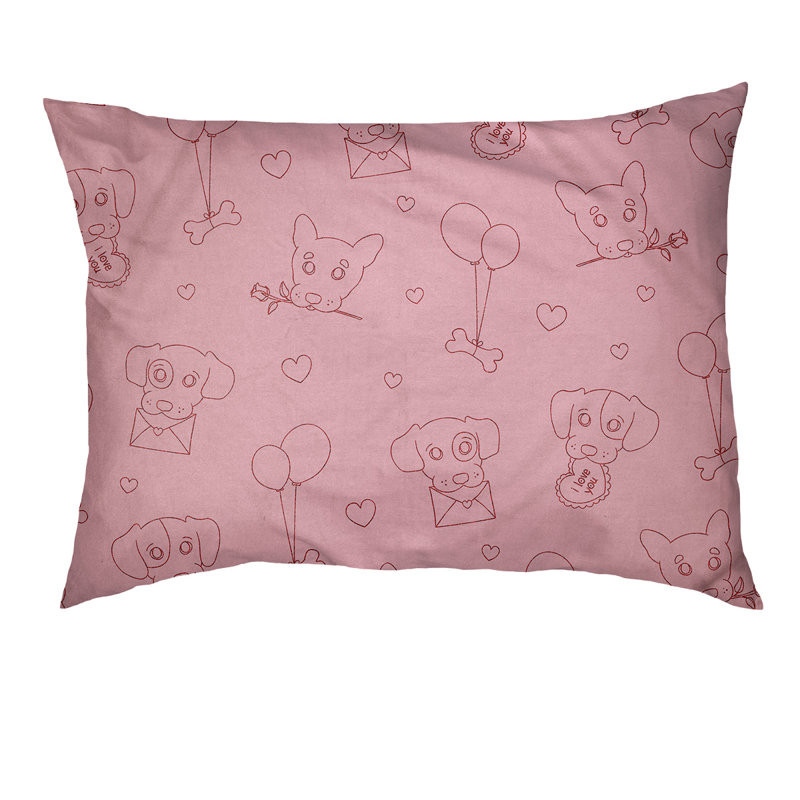 Coussin pour chien d’extérieur st day, Grand (l 40 po x P 30 po x H 7 po), Rose / paillettes rouges