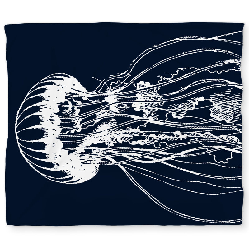 White Jellyfish Illustration Duvet Cover | Marine Animals Decor
