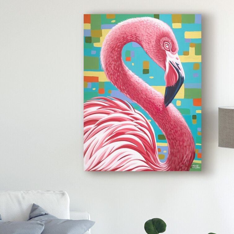 'Fabulous Flamingos I' Acrylic Painting Print on Wrapped Canvas