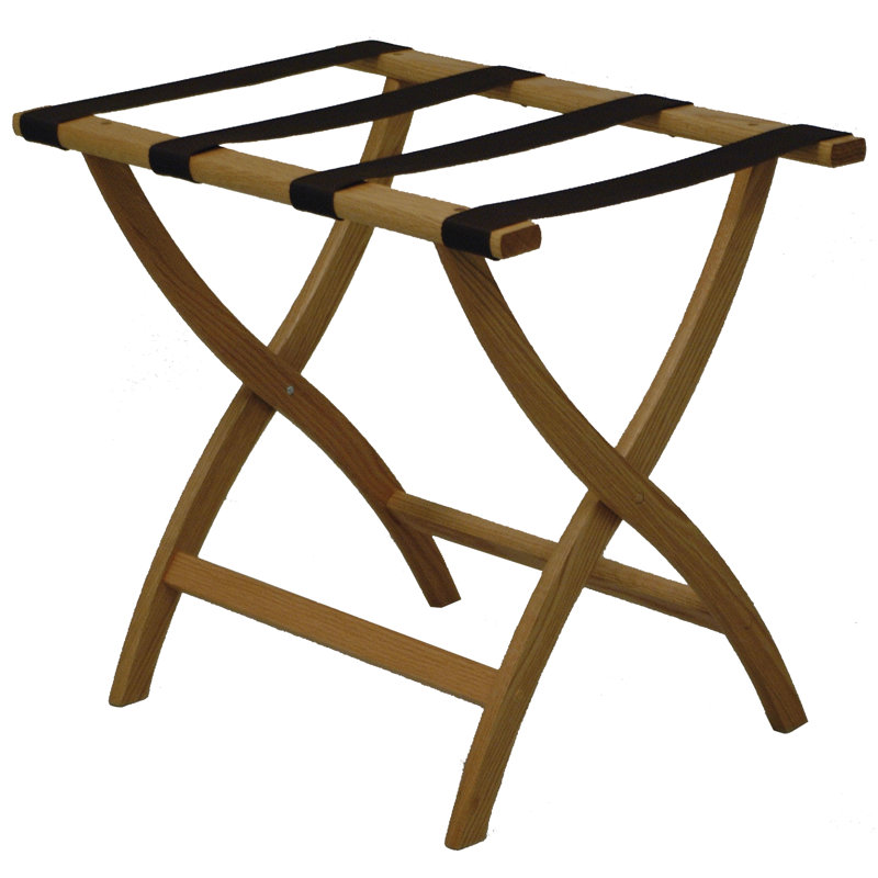 Folding Oak,Wood Luggage Rack, Light Oak, Black