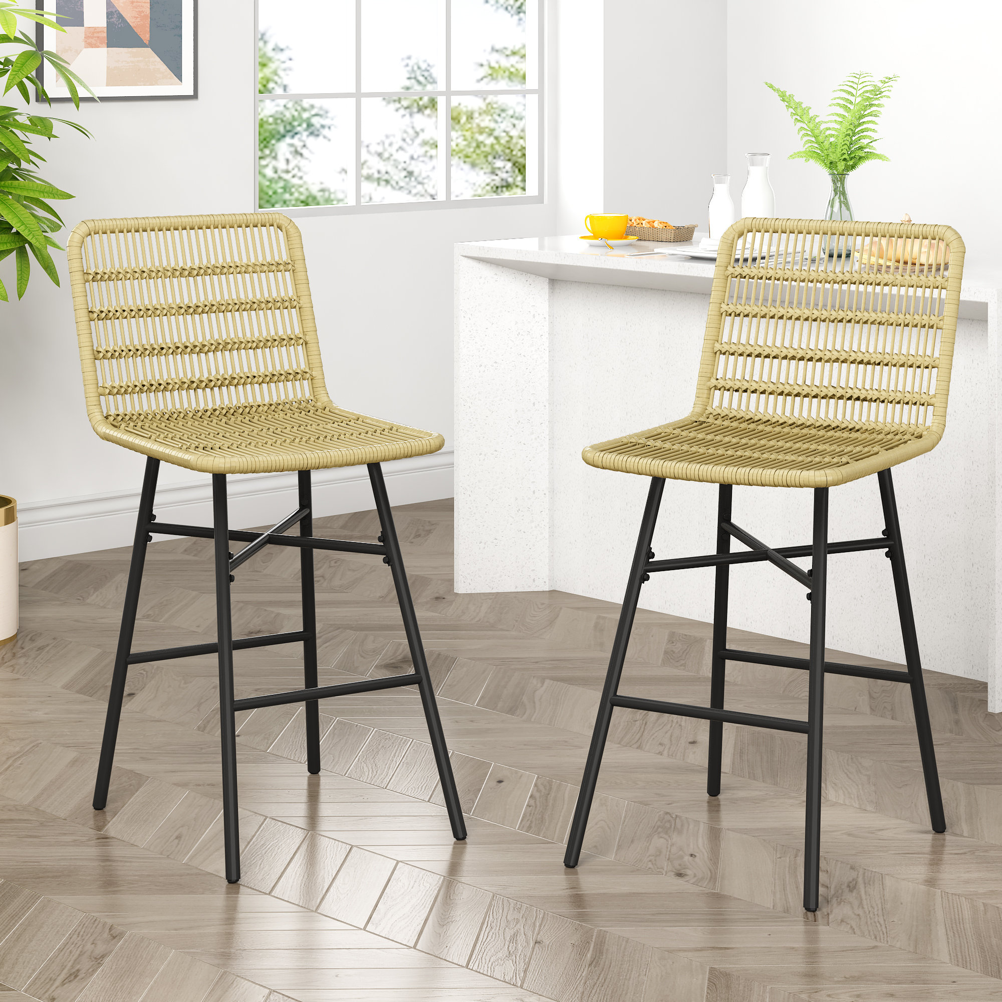 Tabouret Tissé Vintage Vert - Vanité Chic - Parfait état - 00810