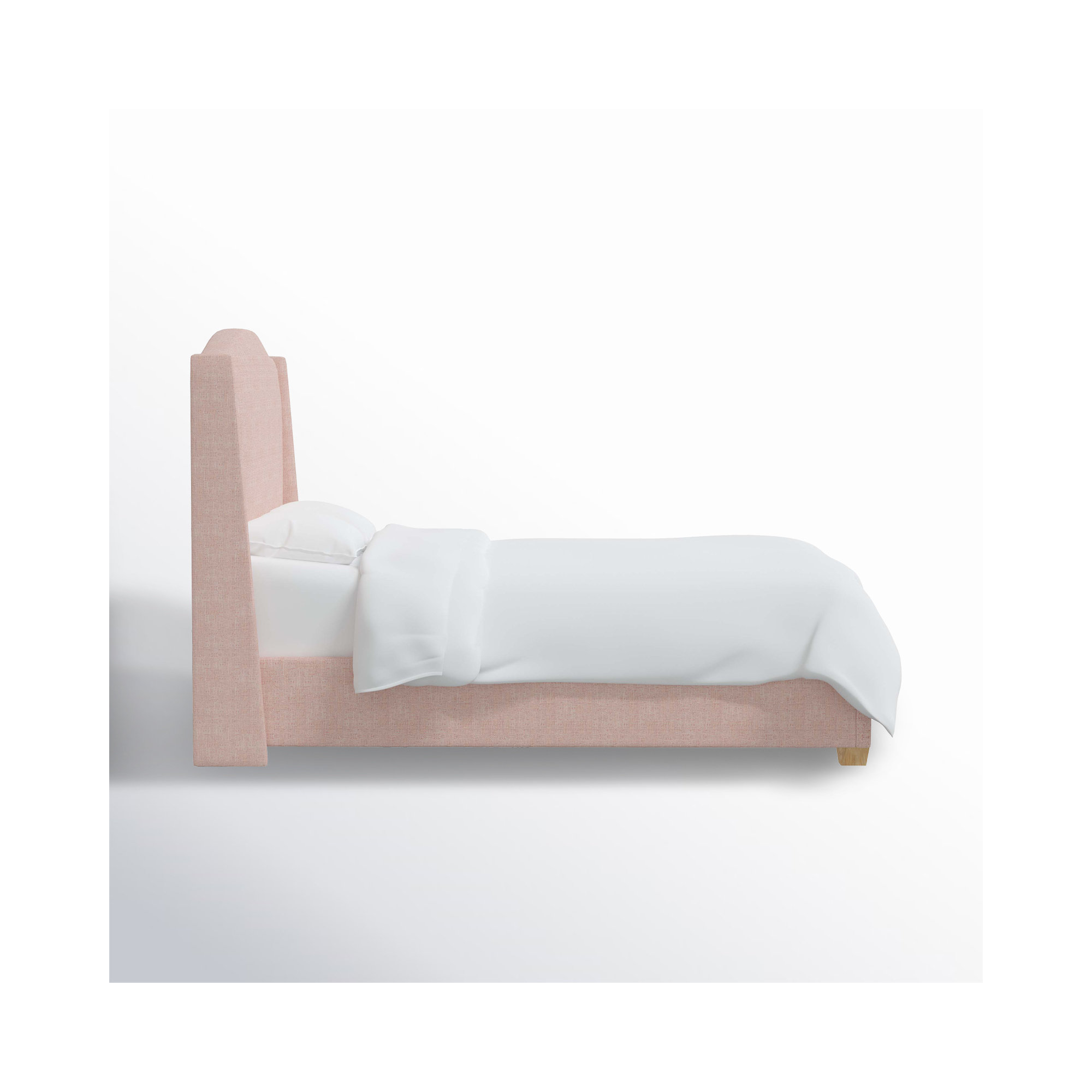 Allis Upholstered Wingback Bed, Zuma Rosequartz Textured Linen, Full