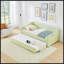 Lit de jour simple, canapé-lit convertible polyvalent 3 en 1 Gingham avec couchette coulissante et poches de rangement latérales, idéal pour les petits espaces-131377785-131377787