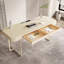 Bureau blanc rectangulaire en bois manufacturé avec 2 tiroirs-108641066