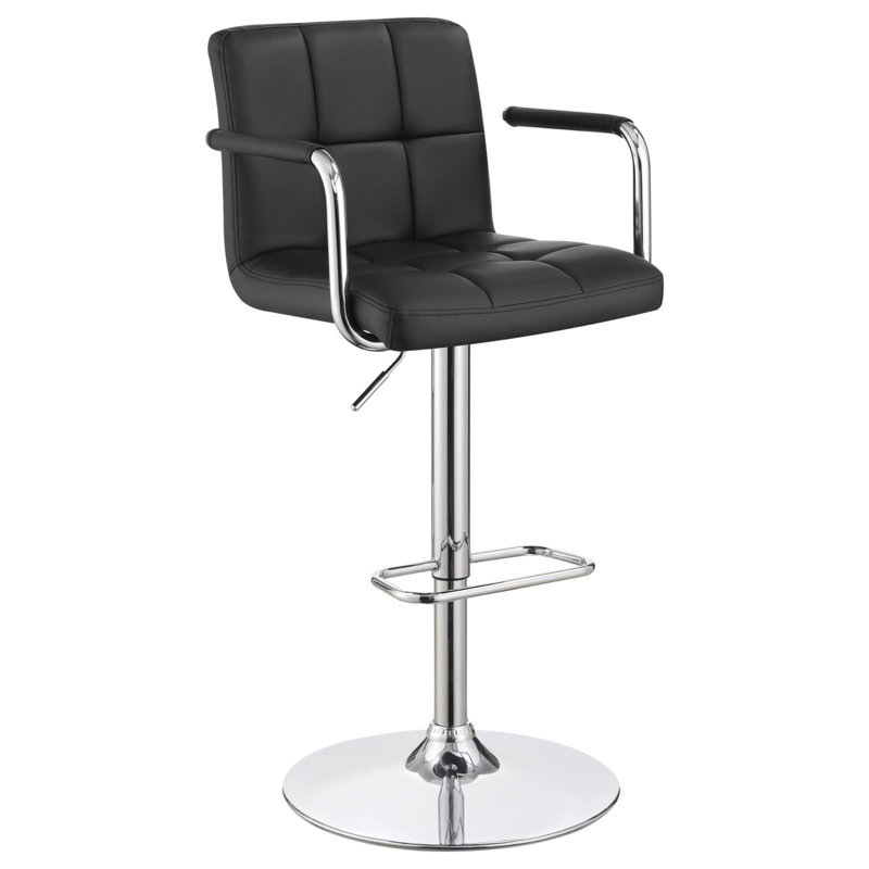 Tabouret de bar chromé réglable avec accoudoirs, Noir, noir, noir, noir
