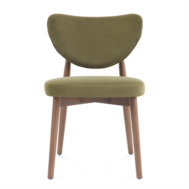 Valen Set of 2 Rusty Orange Fabric Dining Chairs, Green