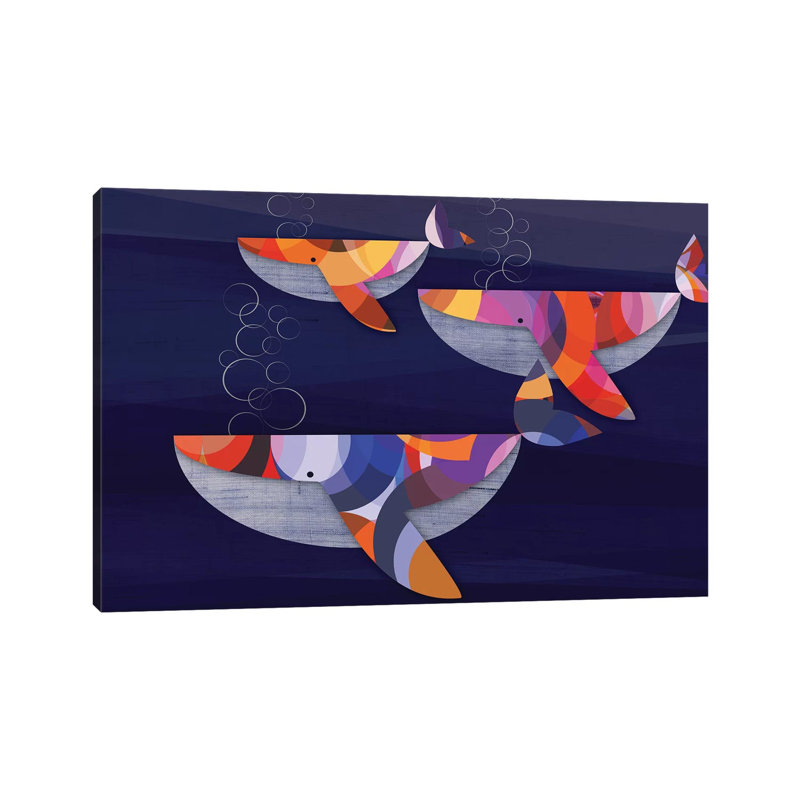 Whales by Chhaya Shrader - Wrapped Canvas Print, 30.48 cm H x 45.72 cm W