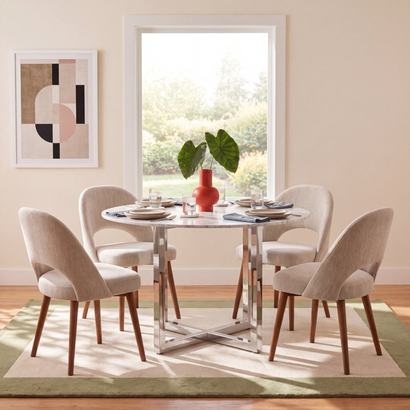 Dern Marble Round Dining Table, 48" W x 48" L, Standard Table (30" Height)