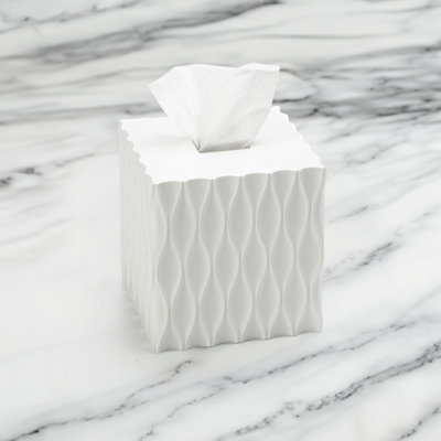 Wave White Tissue Box Cover