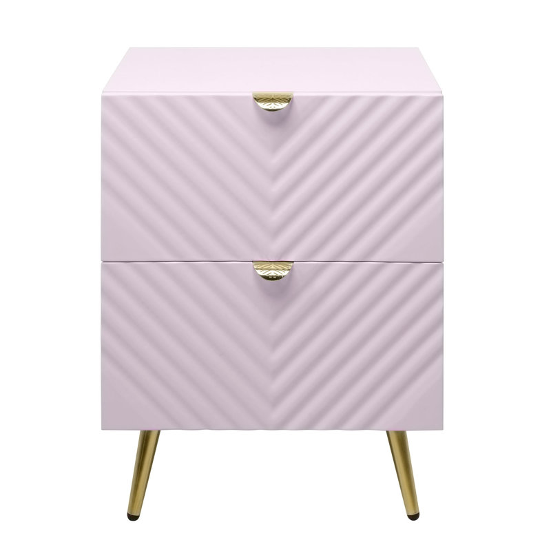 Gaines 2-Drawer Nightstand in High Gloss, Pink