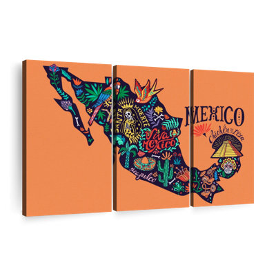 " Map Of Mexico " 3 - Pieces
