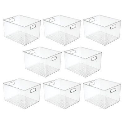 Bacs de rangement en plastique avec poignées pour le rangement et l'organisation de la maison - Idéal pour la cuisine, la salle de bain ou le bureau personnel