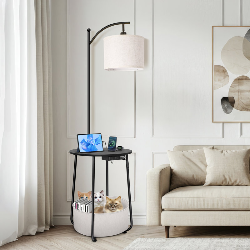 Zulfa 62" Tray Table Floor Lamp, Black
