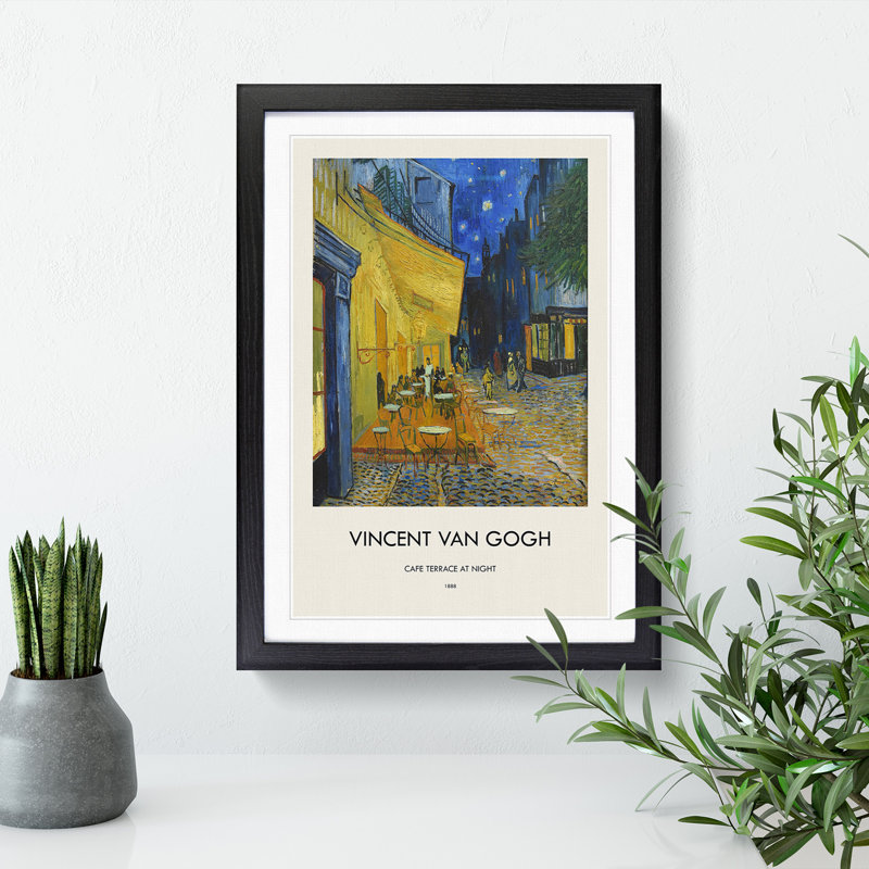 Cafe Terrace at Night by Vincent Van Gogh - Framed Print, Black, 36cm H x 27cm W x 2cm D