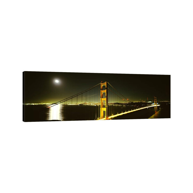 Suspension Bridge Across The Sea, Golden Gate Bridge, San Francisco - Wrapped Canvas Panoramic Print
