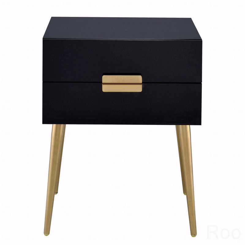 Table d'appoint avec 2 tiroirs, Noir