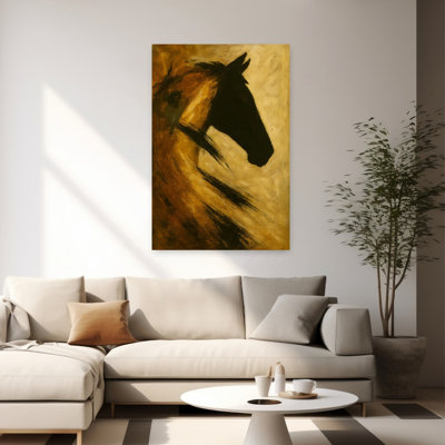 Art doré abstrait cheval contemporain