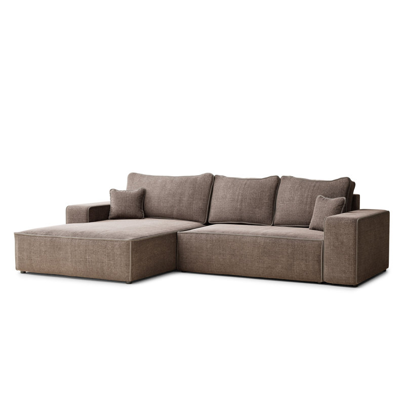 5 Seater Reclining Corner Sofa , Left Hand Facing, Brown PolyesterChenille