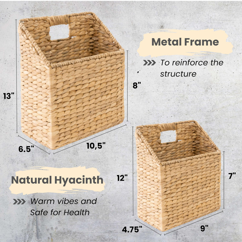 Paniers de rangement suspendus en osier, ensemble de 2 paniers muraux pour accessoires et classeurs, paniers à courrier