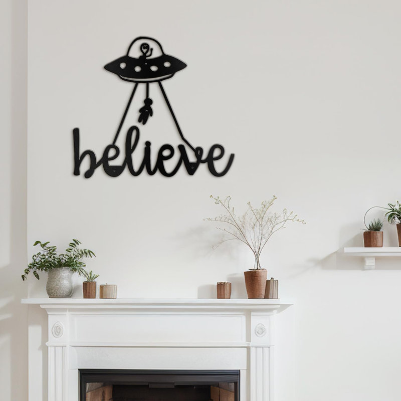 Décoration murale en métal, H 20 po x l 20 po x P 0,05 po, Noir