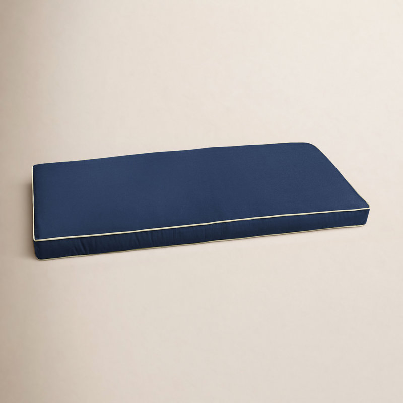 Coussin de banc d'extérieur en Sunbrella Osprey, Toile bleu marine Sunbrella, H 3 po x l 60 po x P 19 po