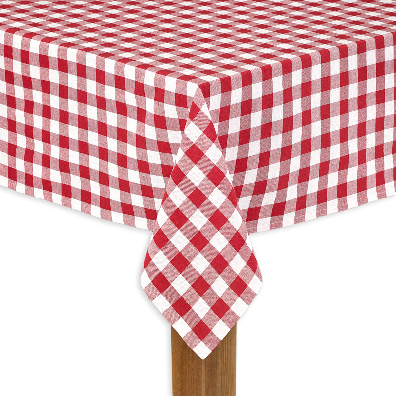 Andreas Gingham 100% Cotton Square/Oval Tablecloth, 60" W x 104" L, Red