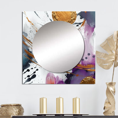 Gl tennis - Miroir abstrait mural carré en marbre pour chambre à coucher