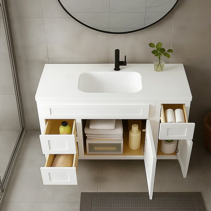 Base de meuble-lavabo simple 48 po seulement, Blanc