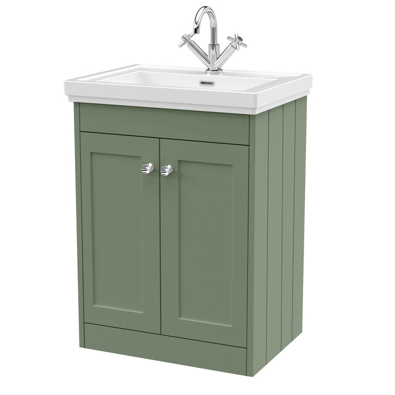 Ashwick Single Bathroom Vanity with Sits On Furniture Basin, Satin Green