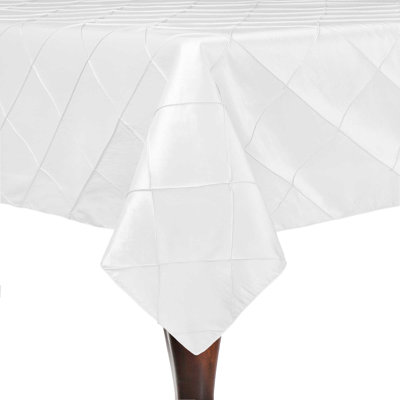 Ultimate Textile Embroidered Pintuck Taffeta Tablecloth White
