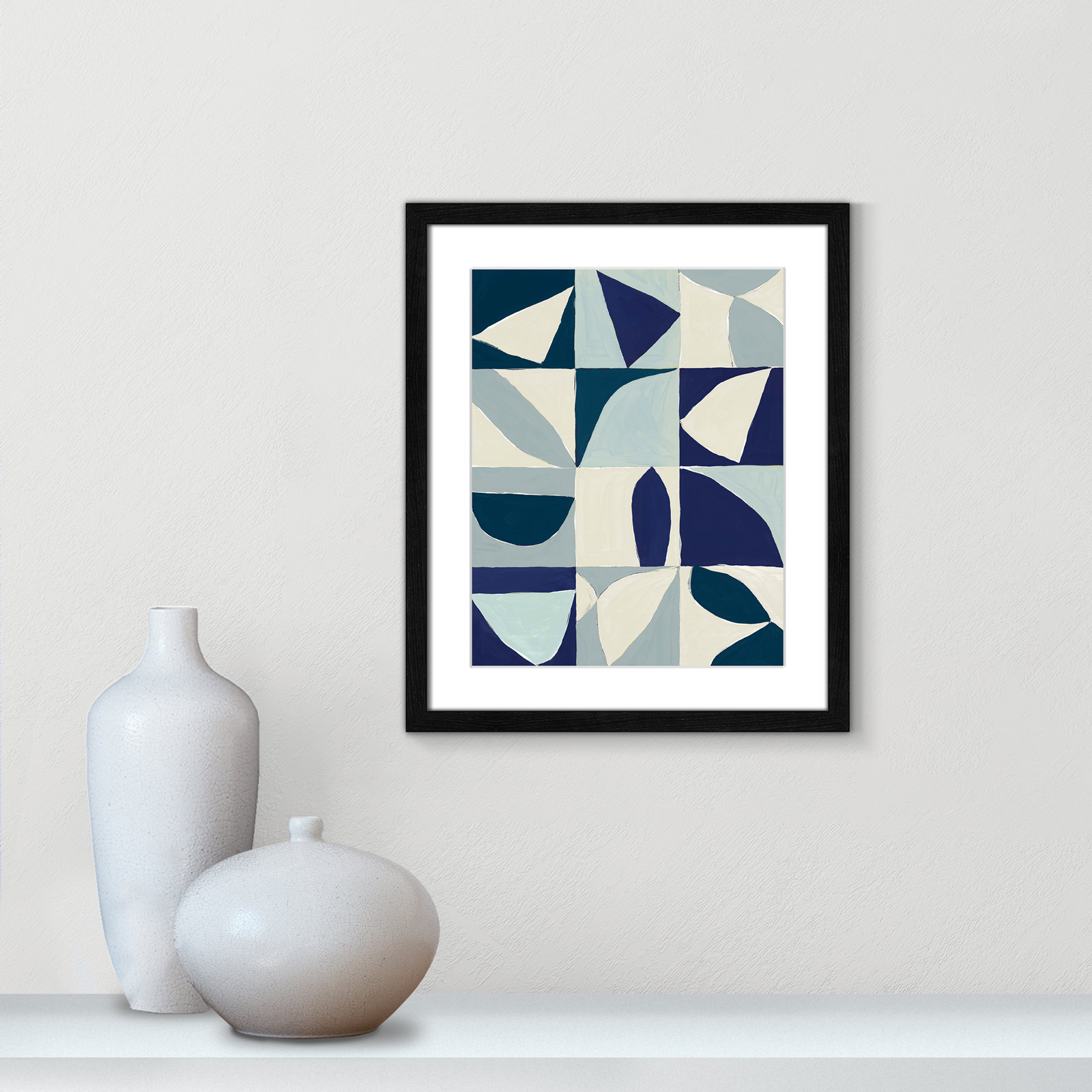 Hestia "Yellow Mayan I Blue Version" Print, 19" H x 16" W x 0.75" D, Black