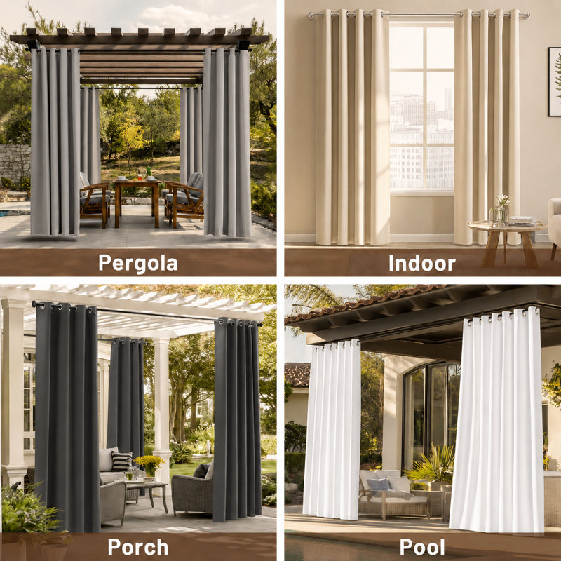 Rideaux occultants et imperméables pour patio et pergola - intimité de qualité supérieure et protection contre les intempéries - 1 panneau