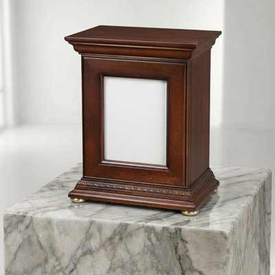 Cremation Urn with Picture Frame for Human Ashes Adult Male & Female, Cherry Wood Urn Box Made in USA, Holds a 5 x 7 Photo, 275 Cu In