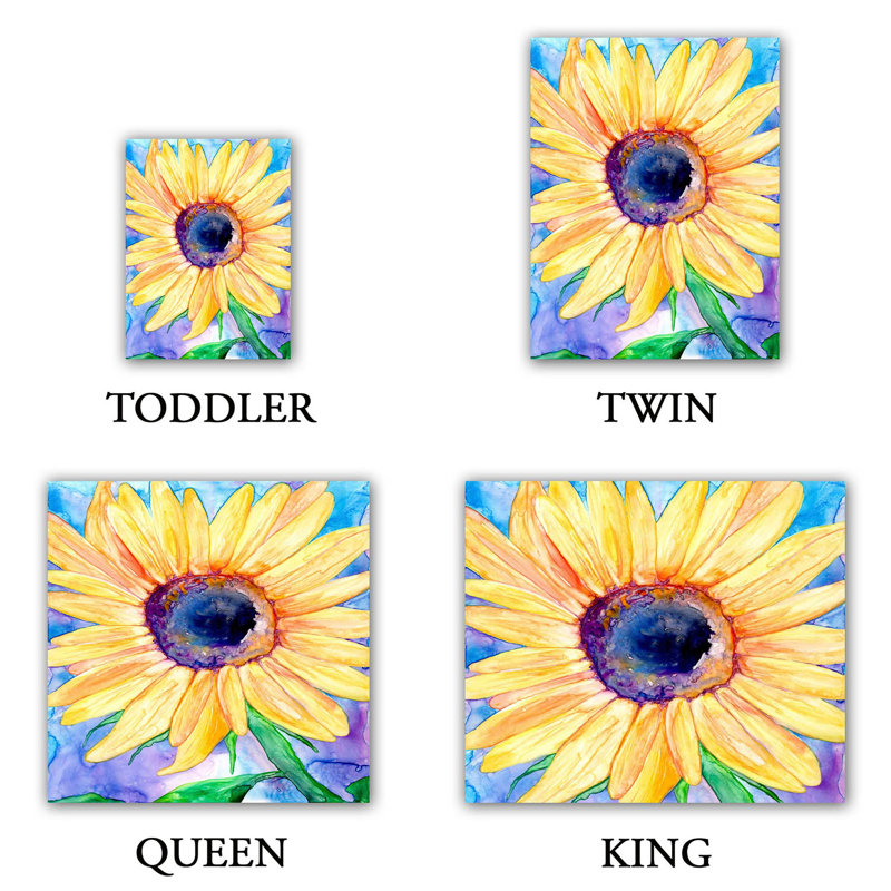 Ensemble de housse de couette tournesol, 1 housse de couette grand + 2 taies standards
