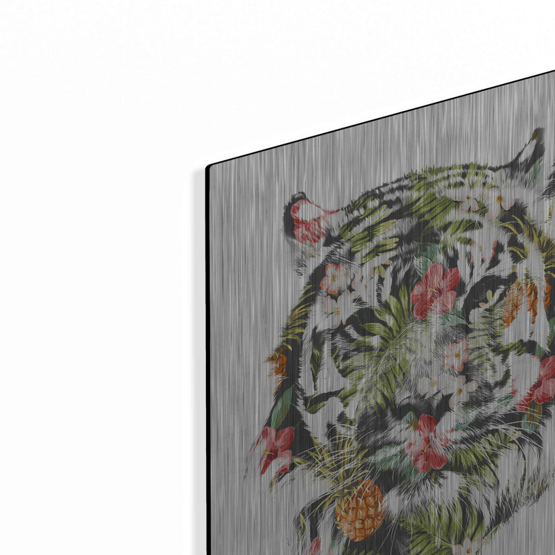 «Tropical Tiger» par Robert Farkas, art mural en métal, H 16 po x l 12 po