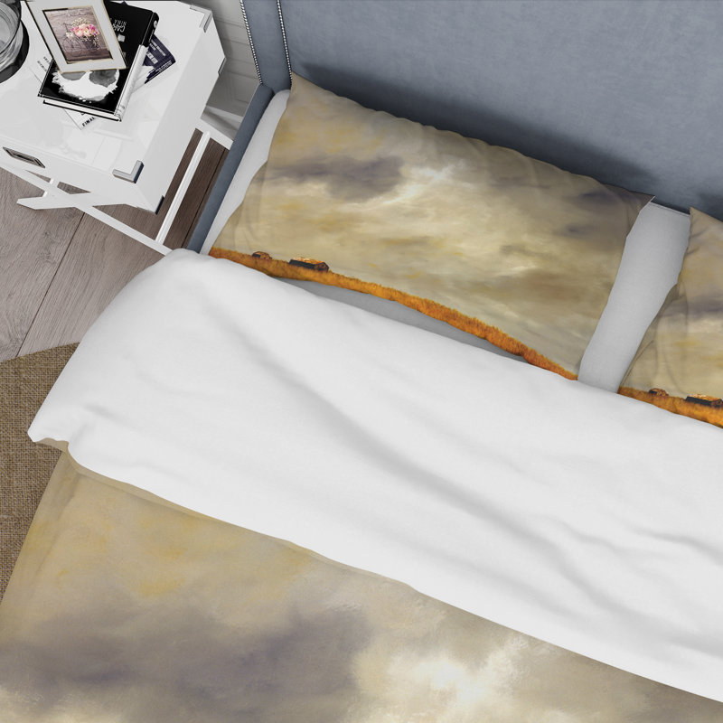 Desert Farmhouse Under Cloudy Sky in Washington I - Ensemble de housse de couette Farmhouse - Microfibre de polyester